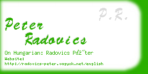 peter radovics business card